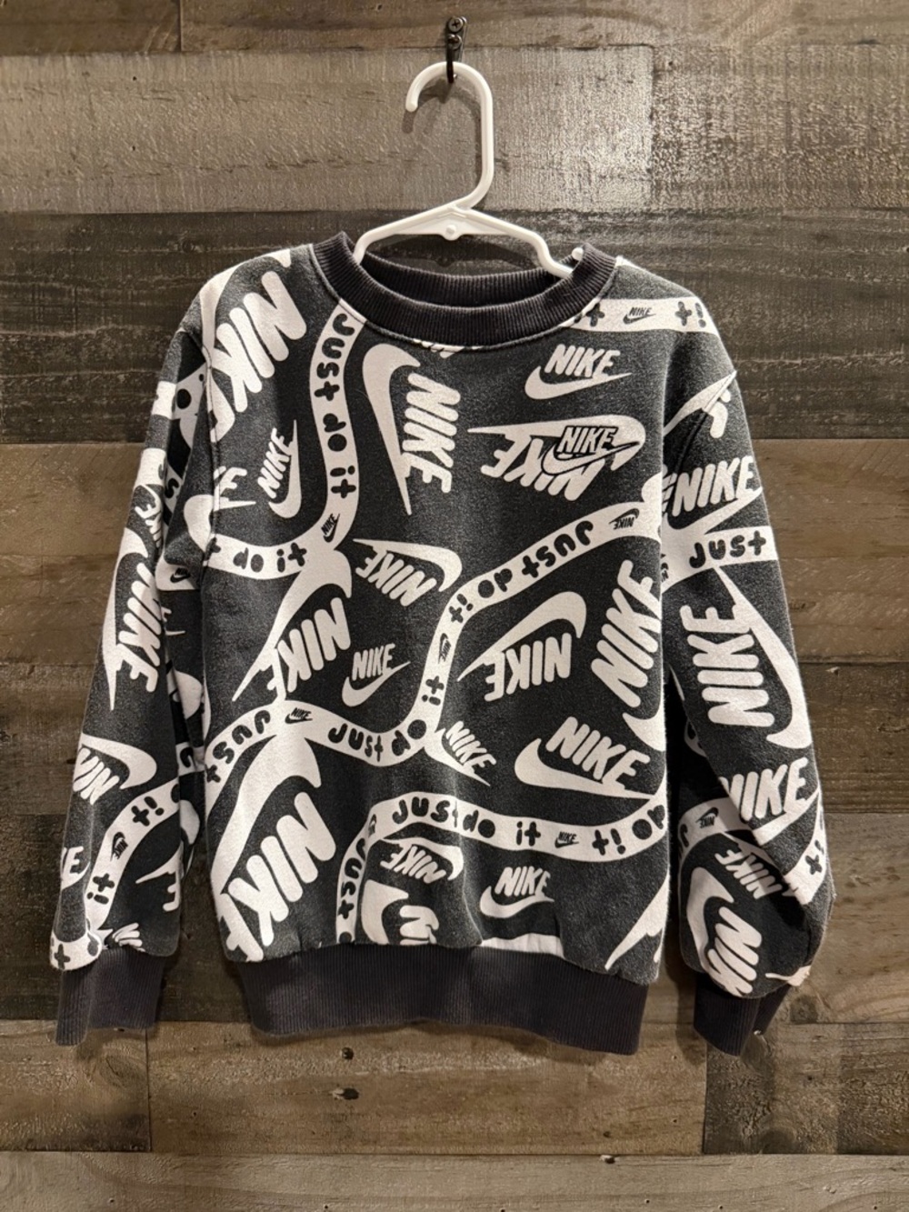 Nike Black and White All-Over Logo Crewneck Sweatshirt